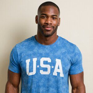 Celebrate It Blue Tie-Dye USA Graphic Tee Shirt Size:Small